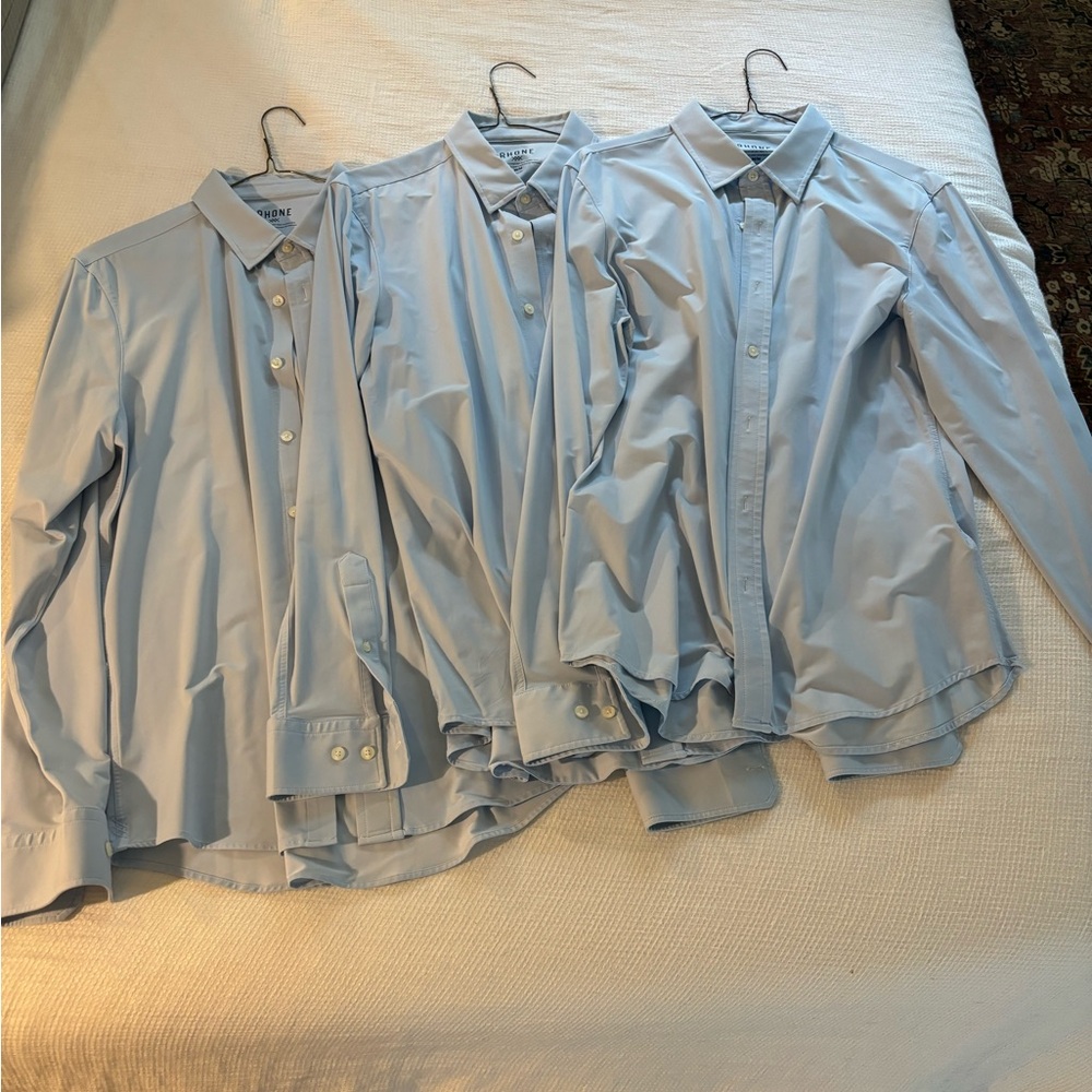 Lot of 3 RHONE Commuter Shirt Classic Dress Shirts in Business Blue - SZ M